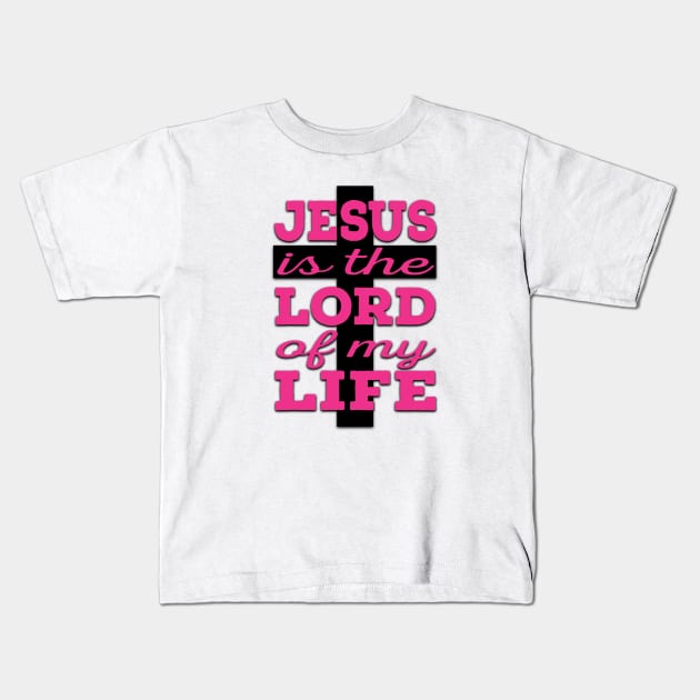 Jesus is Lord (pink and black) Kids T-Shirt by VinceField